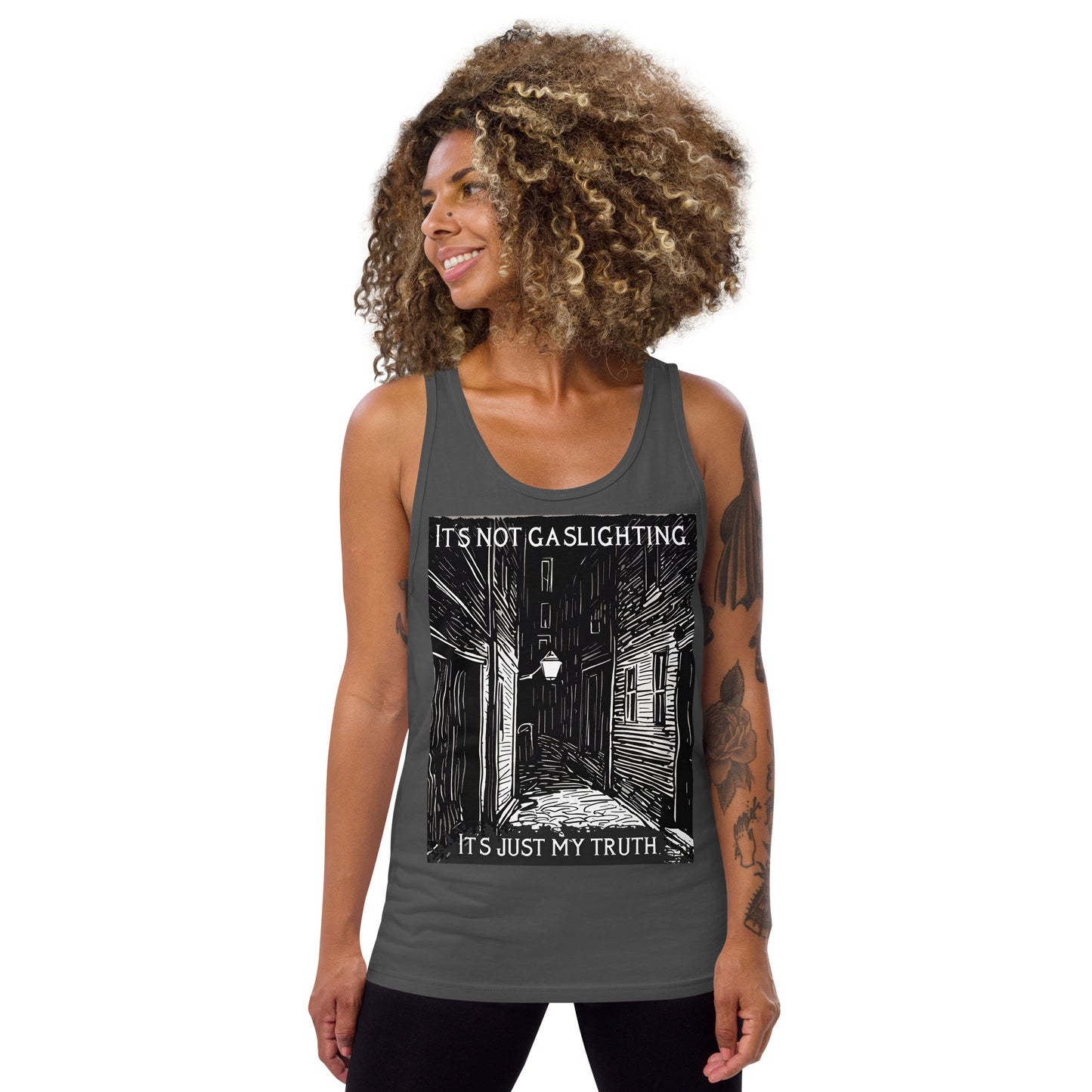 Alley of Ambiguity: It's Not Gaslighting, It's Just My Truth Unisex Tank Top