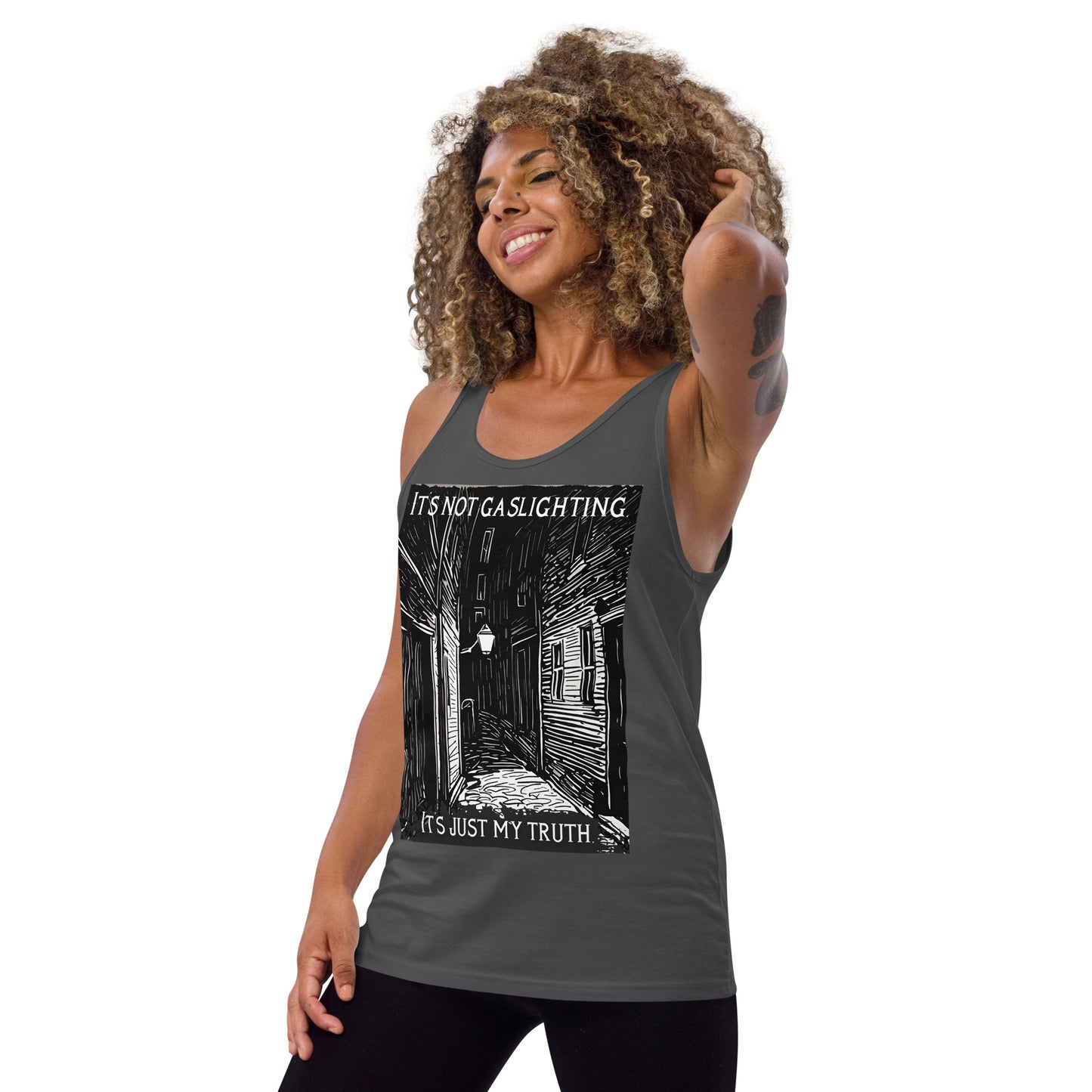 Alley of Ambiguity: It's Not Gaslighting, It's Just My Truth Unisex Tank Top