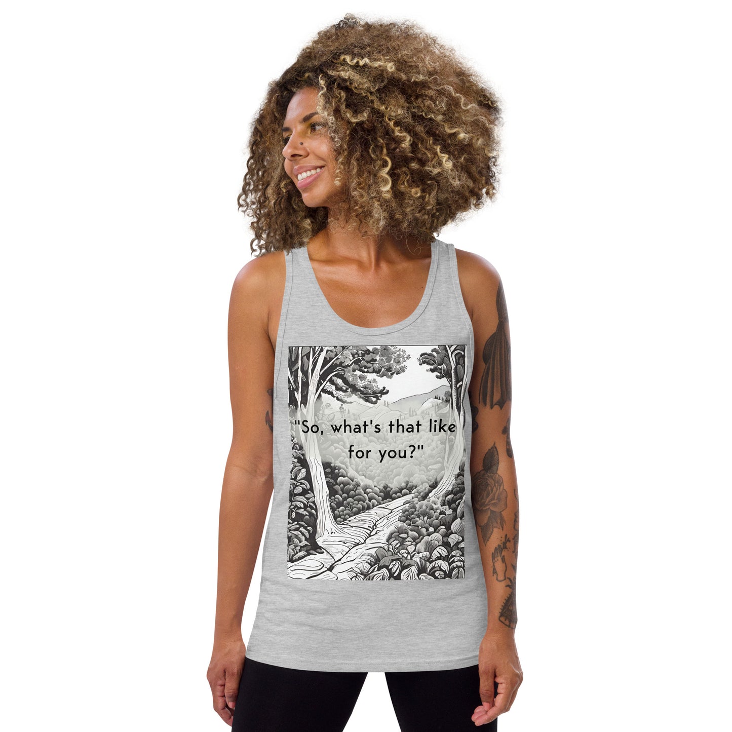 Inner Exploration: "So, what's that like for you?" Unisex Tank Top