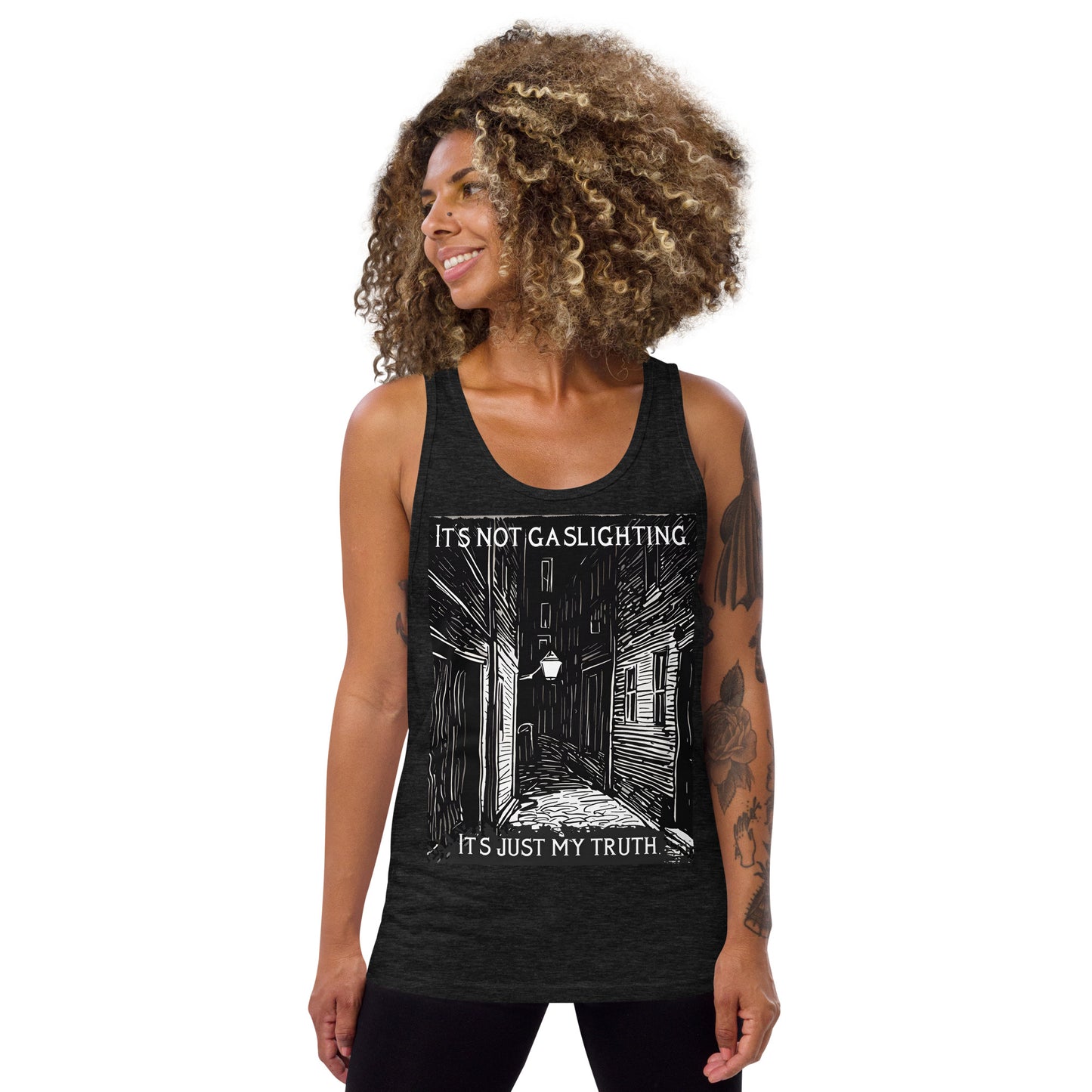 Alley of Ambiguity: It's Not Gaslighting, It's Just My Truth Unisex Tank Top