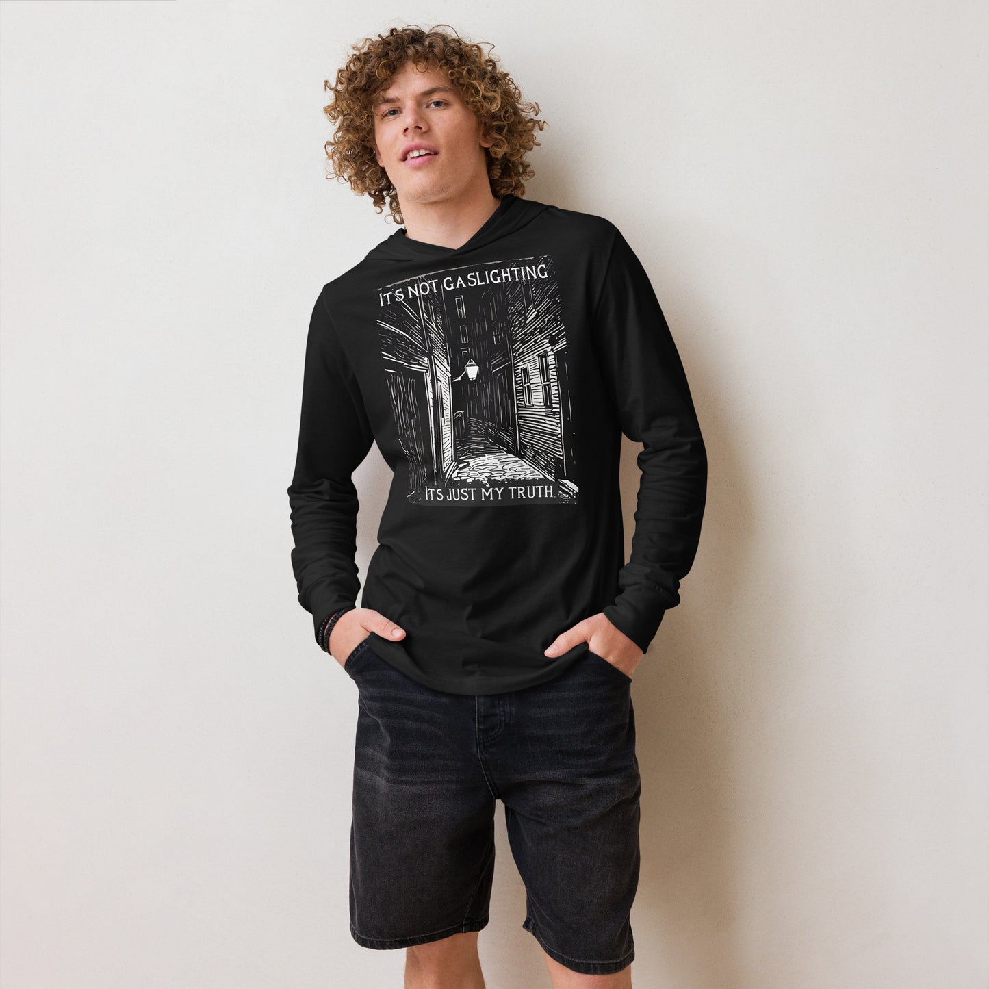 Alley of Ambiguity: It's Not Gaslighting, It's Just My Truth Hooded long-sleeve tee