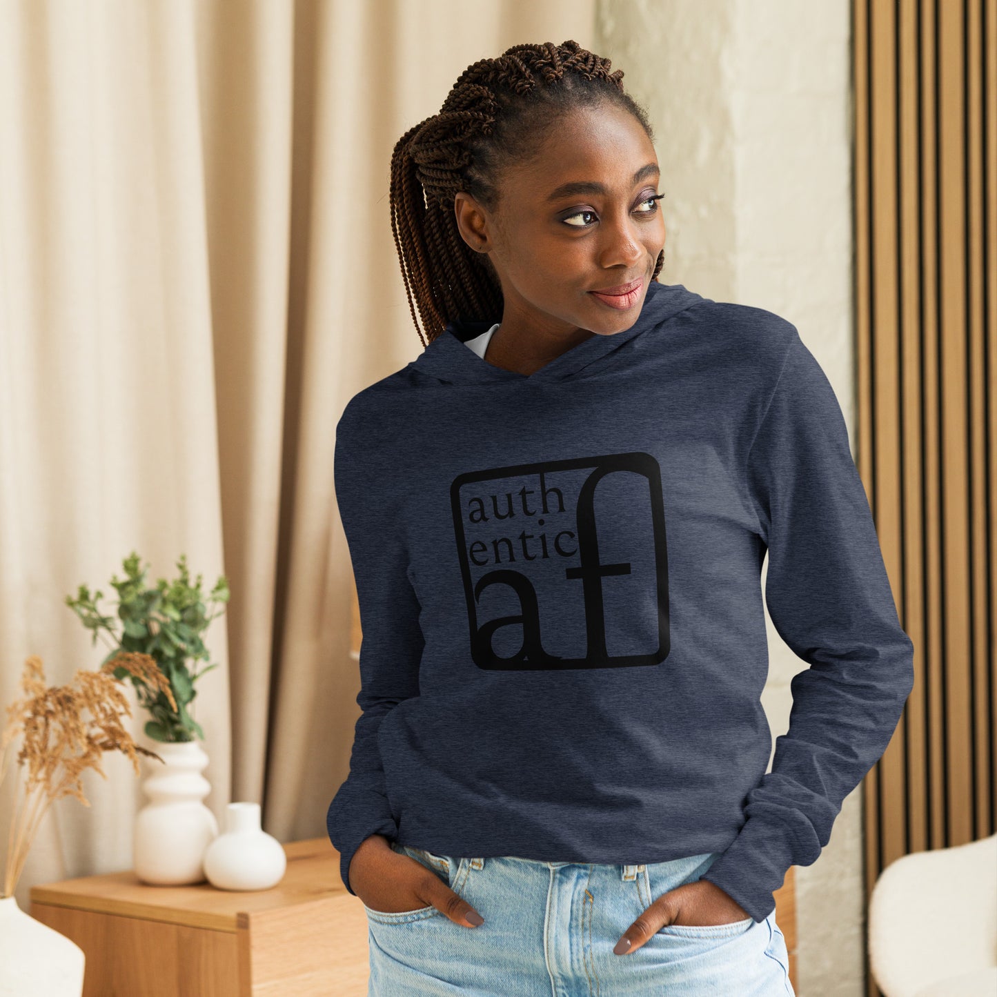 Authentic AF Hooded long-sleeve tee
