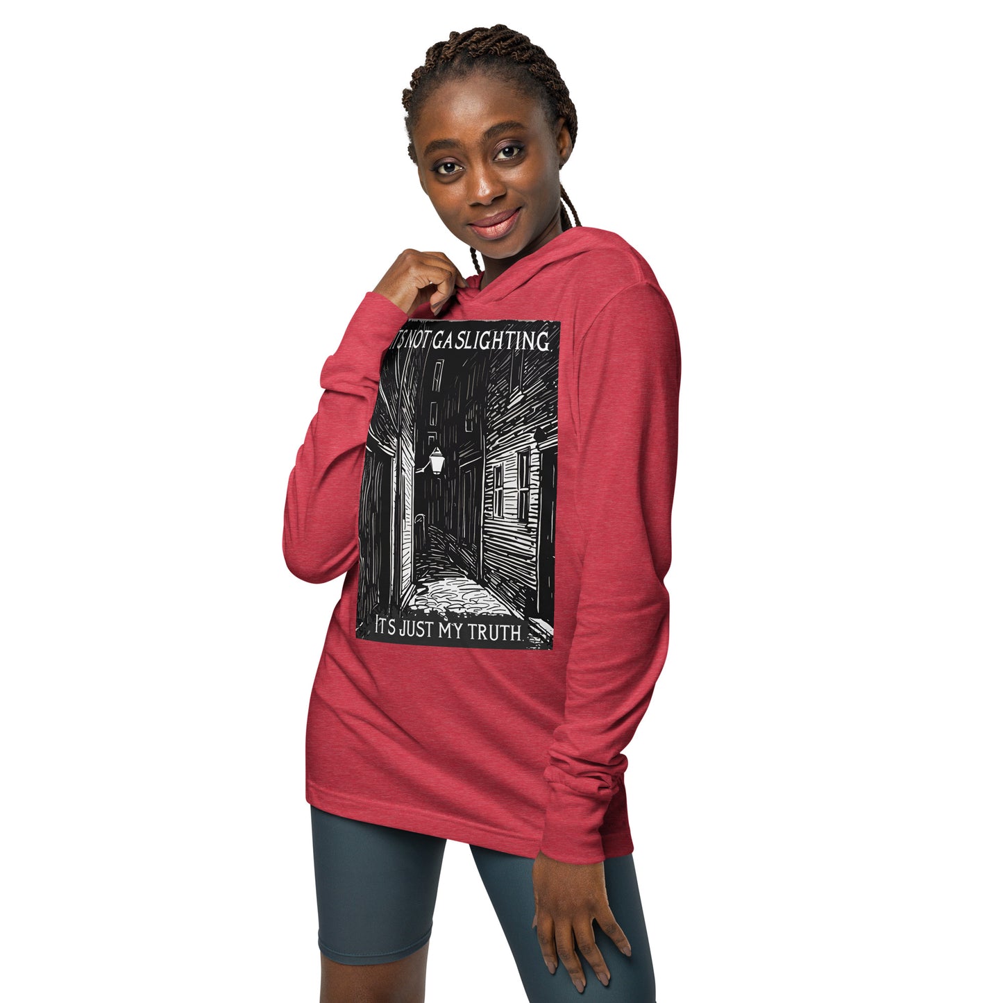 Alley of Ambiguity: It's Not Gaslighting, It's Just My Truth Hooded long-sleeve tee