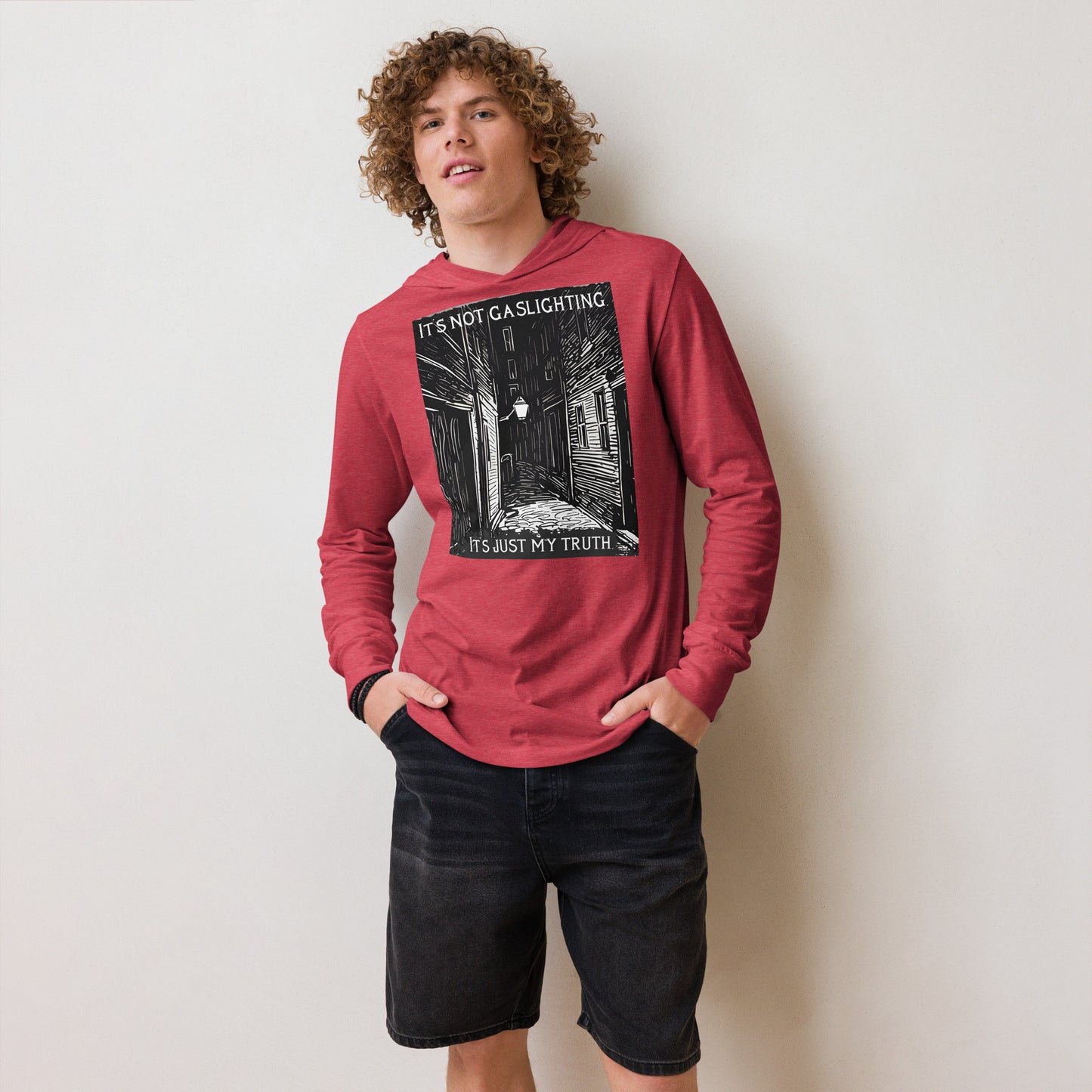 Alley of Ambiguity: It's Not Gaslighting, It's Just My Truth Hooded long-sleeve tee