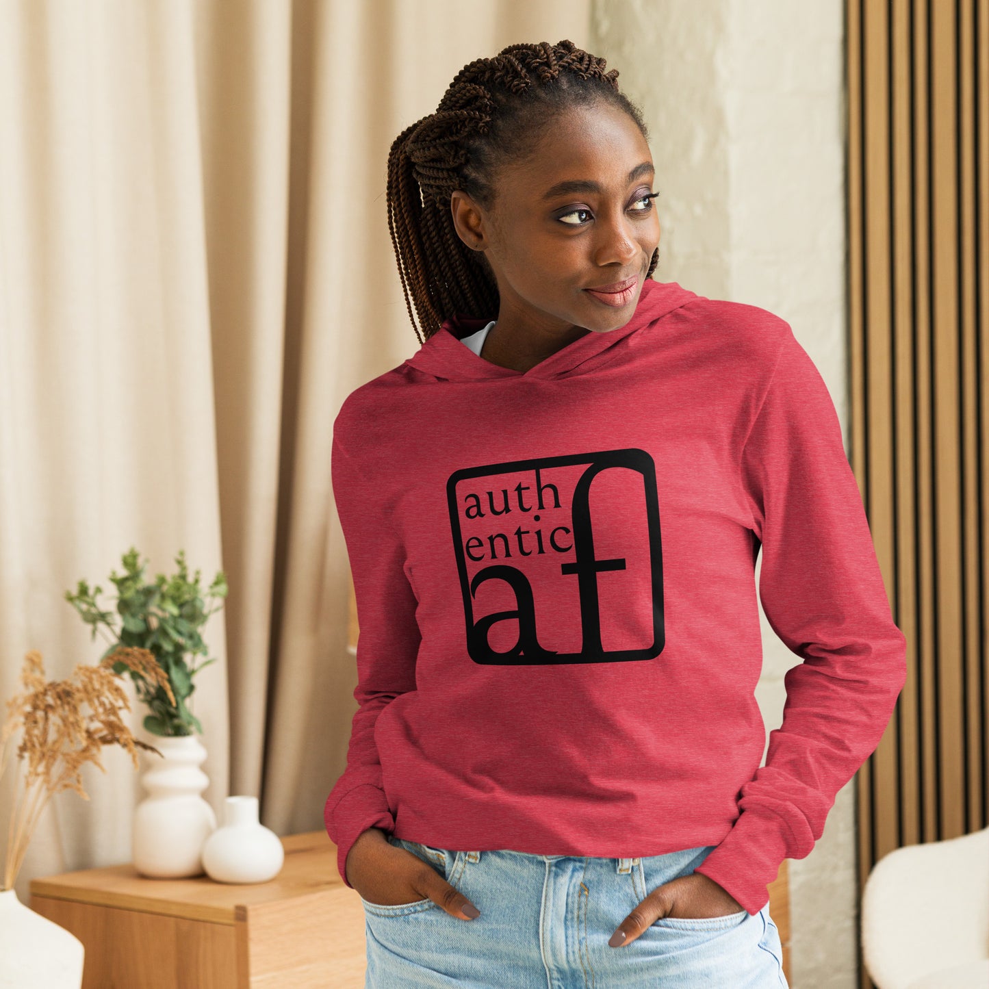 Authentic AF Hooded long-sleeve tee