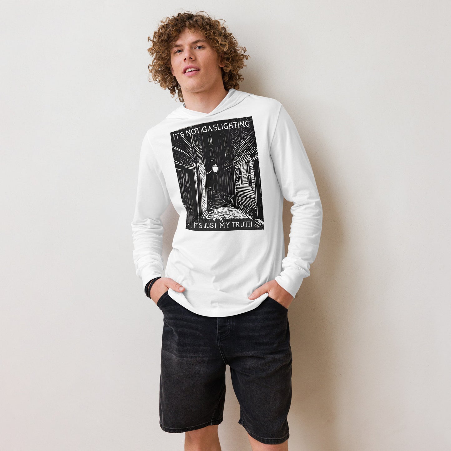 Alley of Ambiguity: It's Not Gaslighting, It's Just My Truth Hooded long-sleeve tee