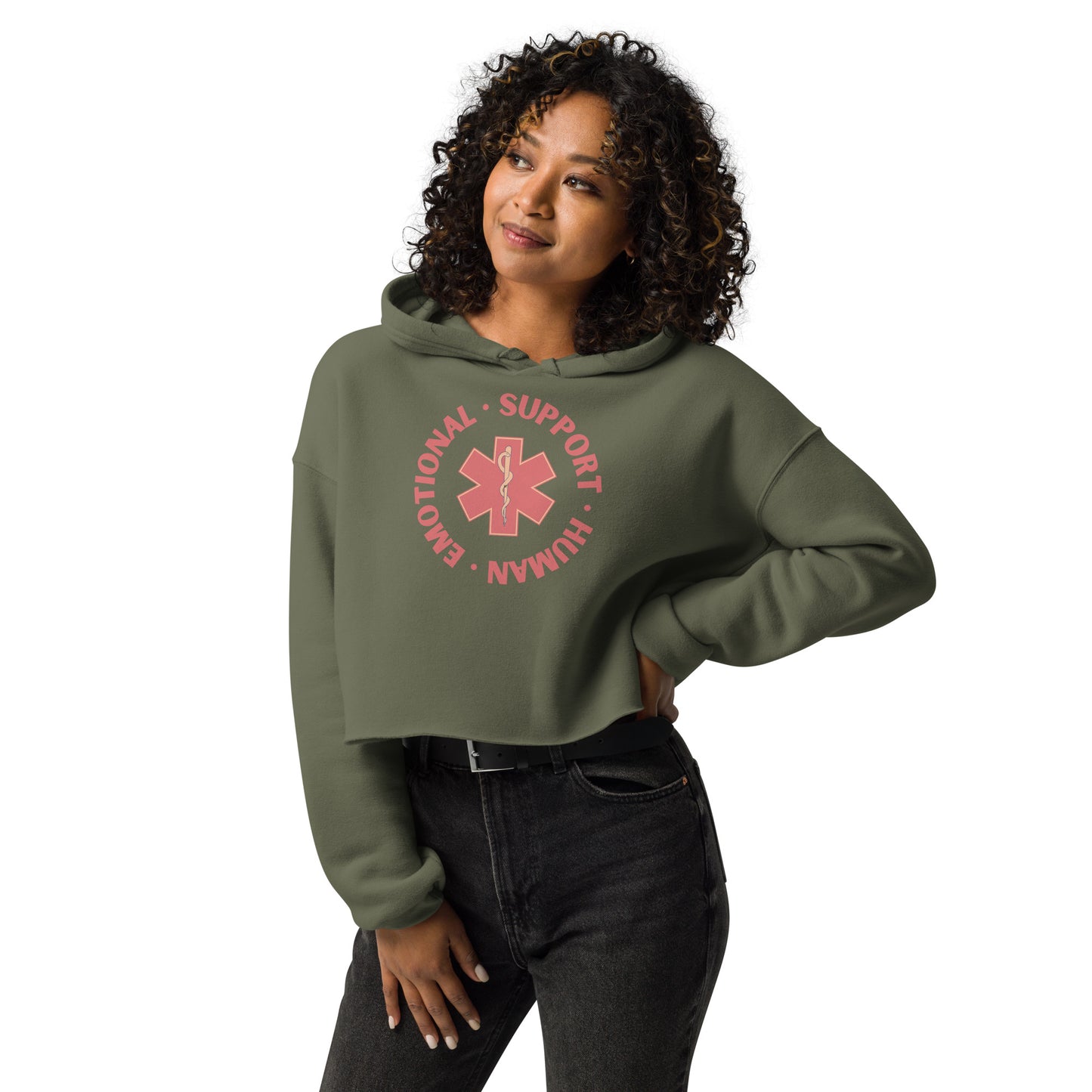 Emotional Support Human Crop Hoodie