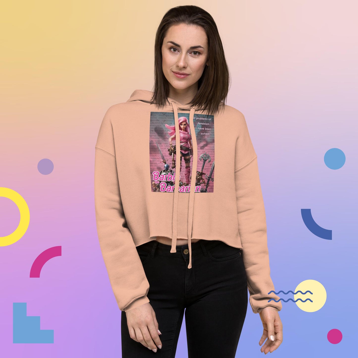 Barbie Barbarian Quote Crop Hoodie