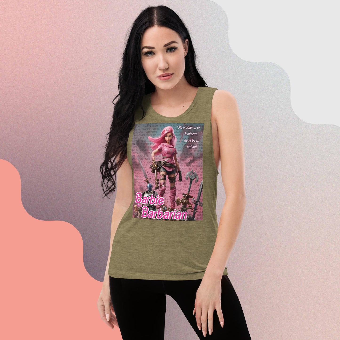 Barbie Barbarian Quote Ladies’ Muscle Tank